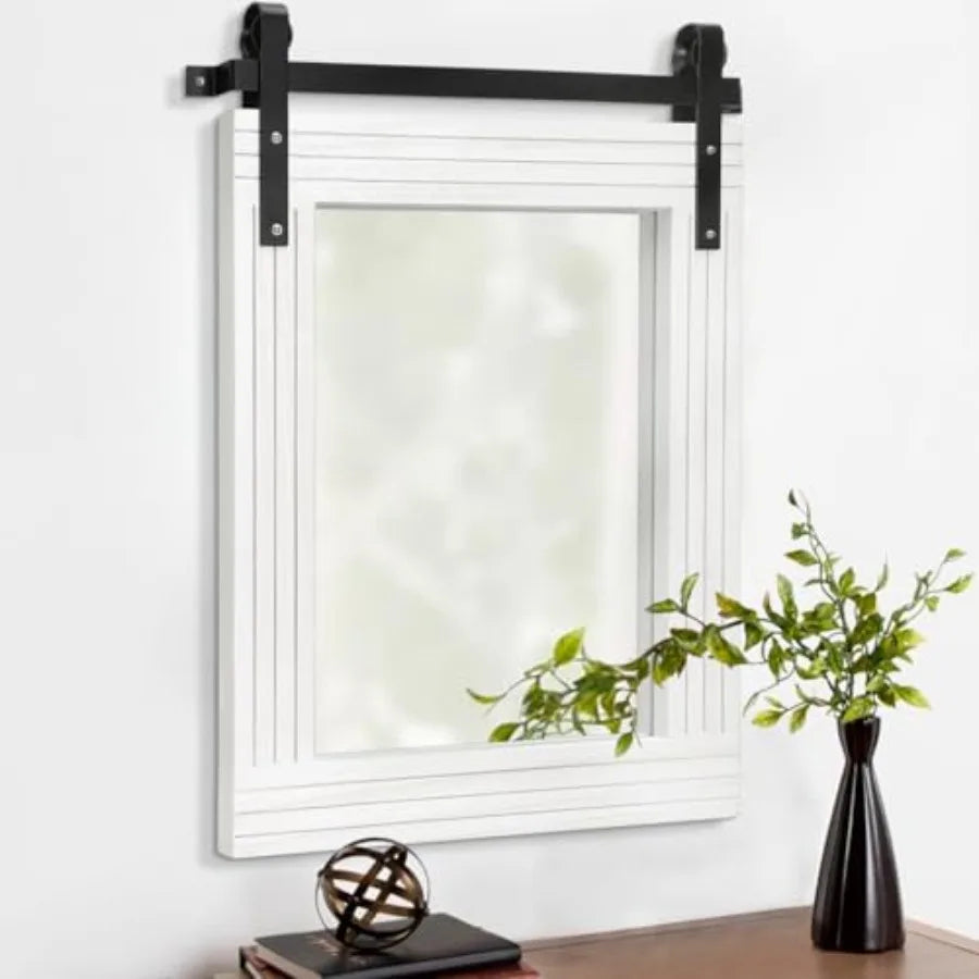 Wood Framed Mirror Rectangle Farmhouse Wall Mirror Decor for Bathroom Bedroom Living Room Entryway 20"x16