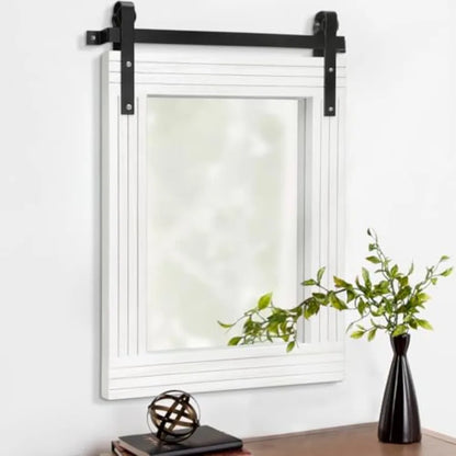 Wood Framed Mirror Rectangle Farmhouse Wall Mirror Decor for Bathroom Bedroom Living Room Entryway 20"x16