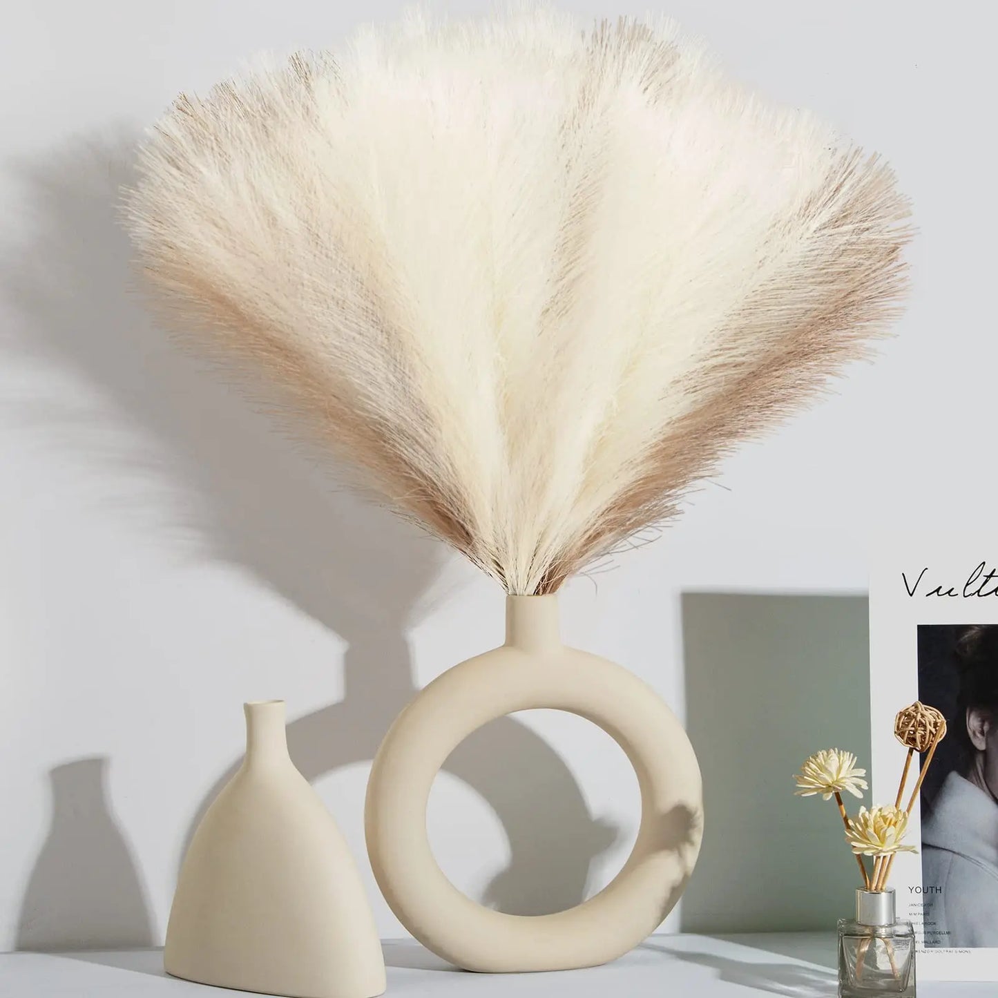 10/30 Pcs Artificial Pampas Grass Fluffy Reed Bouquet Boho Decoration Table Flower Arrangement