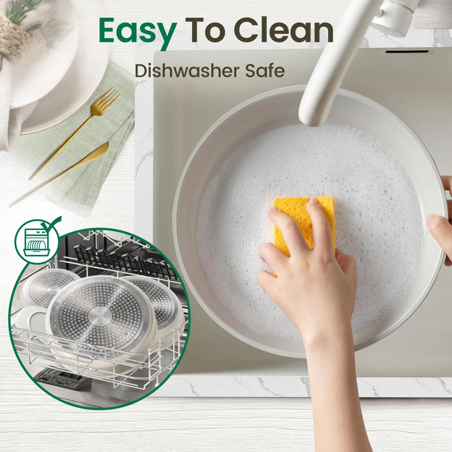 Pots and Pans Set, Nonstick Cookware Set Detachable Handle, Oven Safe