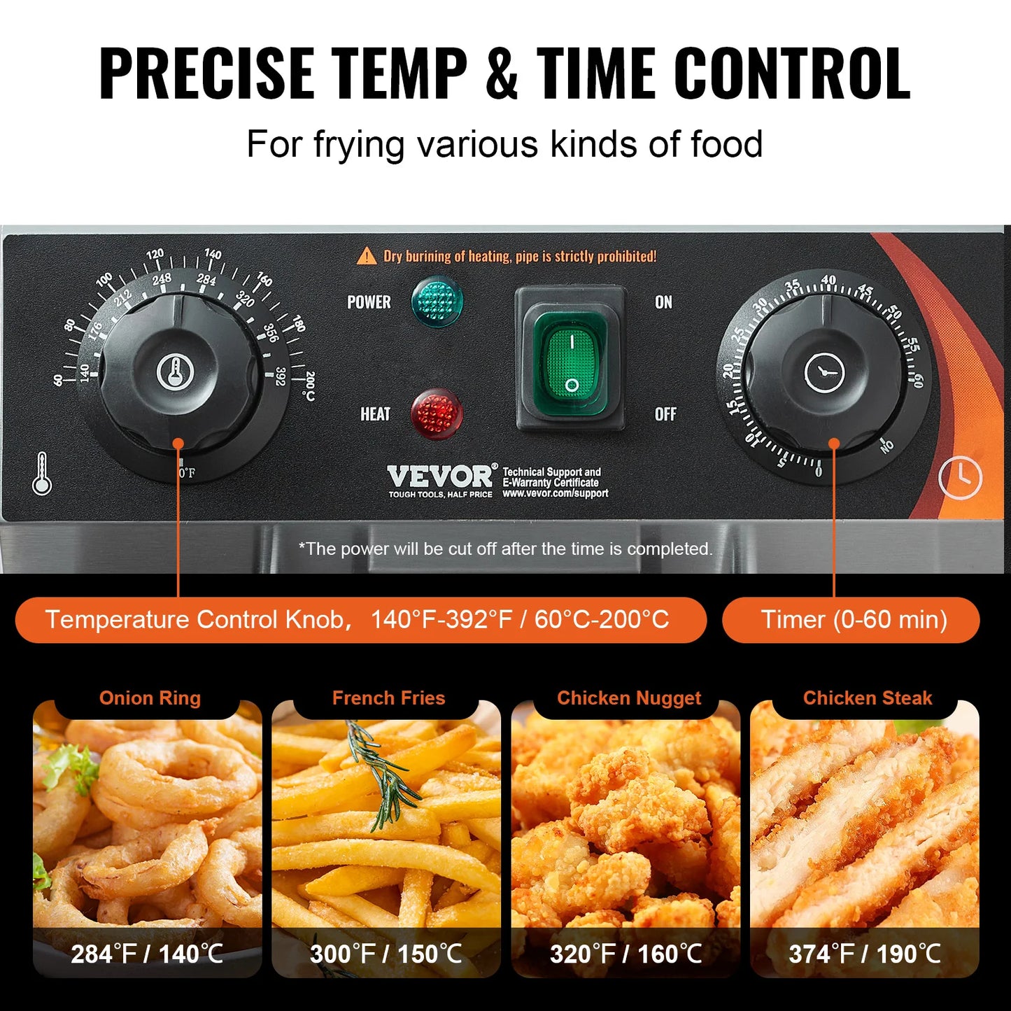 Commercial Deep Fryer Electric Countertop Fryer with Basket 6Qt Stainless Steel Single Oil Fryer w/Temp Control