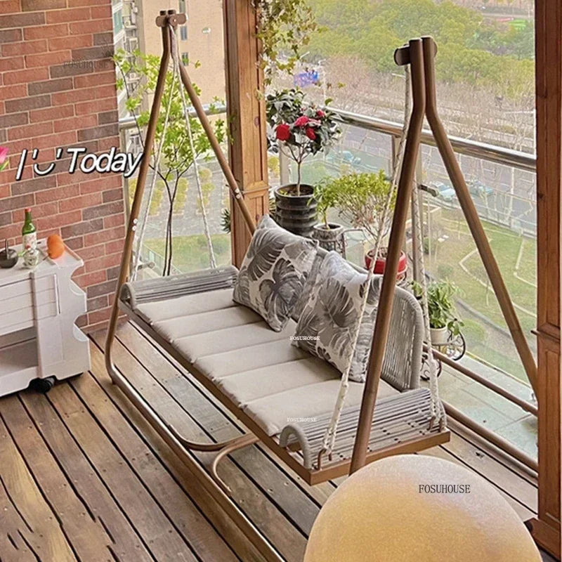 Bracket Outdoor Balcony Double Swing Chair Leisure Villa Patio Garden Hanging Basket Outdoor Furniture