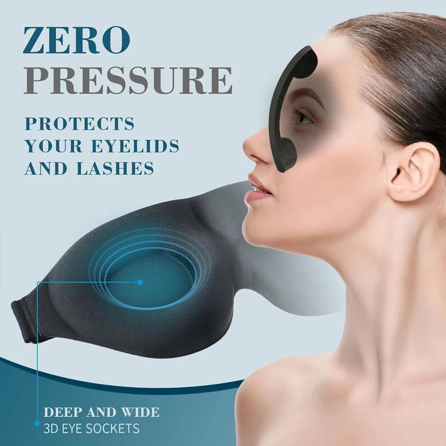Unisex 3D Contoured Sleep Mask, Groove Molded Design Memory Foam Light Blocking Eye mask