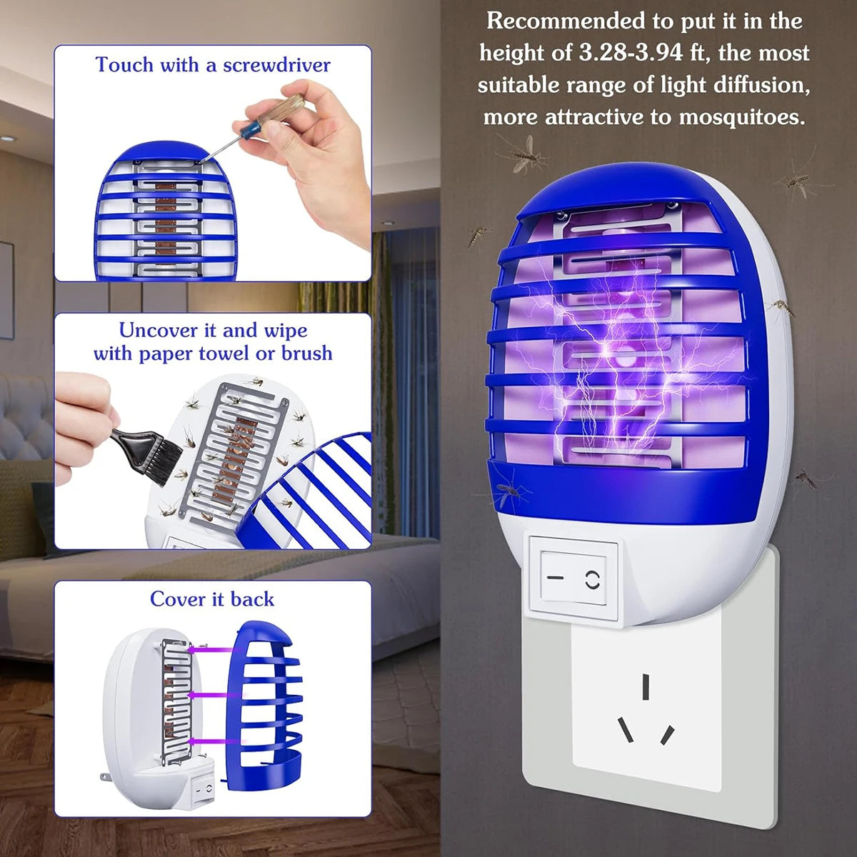 2Pcs LED Socket Electric Mosquito Fly Bug Insect Trap Killer Night Lamp