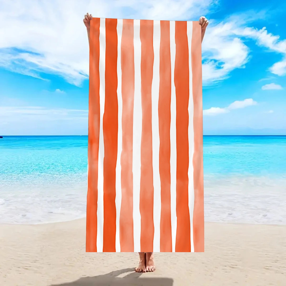 1pc fashionable colorful striped large beach towel, quick drying absorbent swimming beach towel,