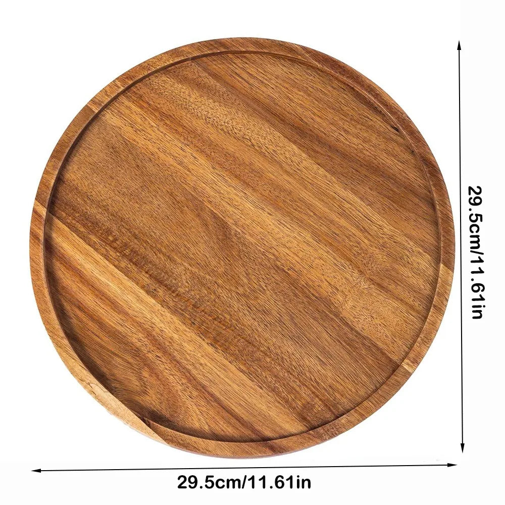 Decorative Round Dinner Plate Wooden Large Wood Dessert Pallet