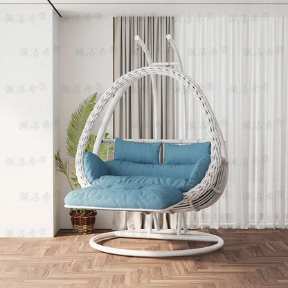 Hanging basket rattan courtyard double swing lazy chair