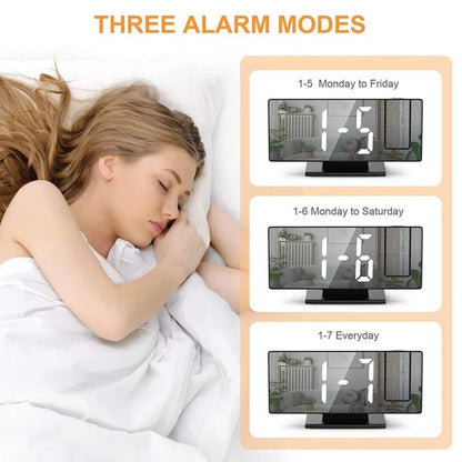 Arm Projection Alarm Clock Time Temperature USB Plug-in Digital Alarm Clock Snooze Table Clock 12/24H Projector LED Clock