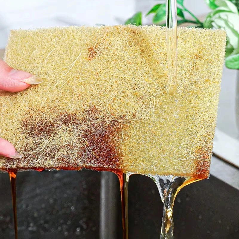 10PCS Natural Sisal Microfiber Sponge Kitchen Dishes Cleaning Cloth Eco Friendly Scouring Pad
