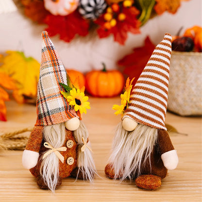 Fall Gnome Sunflower Maple Doll Harvest Autumn Elf Dwarf Plush Faceless Dolls Ornaments