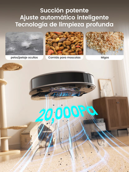 Max Robot Vacuum and Mop Anti-Tangle Brushes, Dual Spinning Mop, Auto Mop Washing