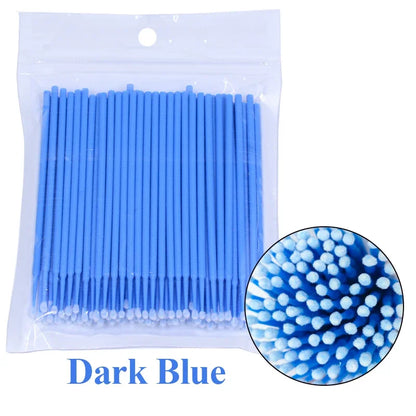 100Pcs Eyelash Cleaning Brush Lash Extension Micro Cotton Swab Individual Eyelashes