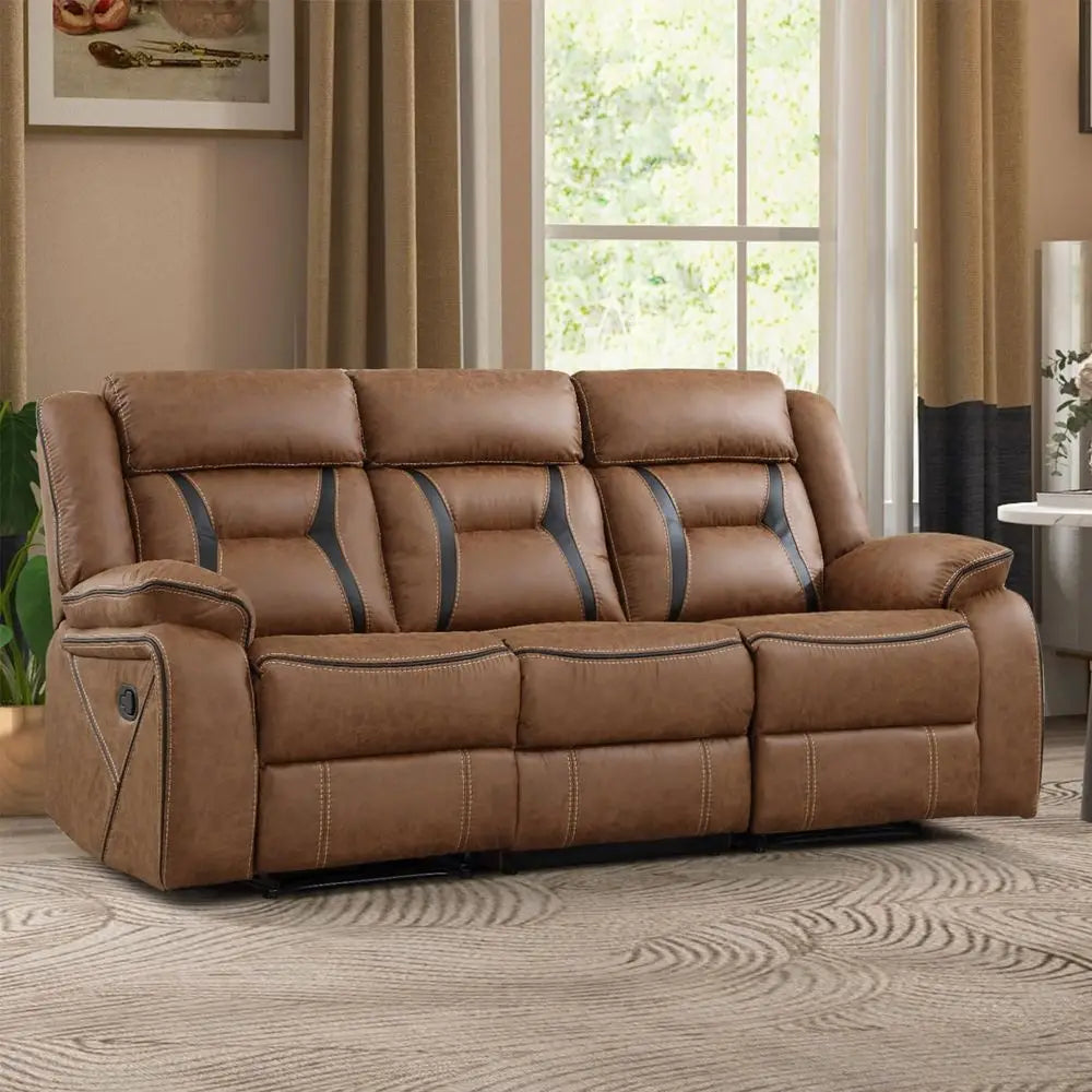 Faux Leather Manual Reclining Sofa Furniture for Living Room