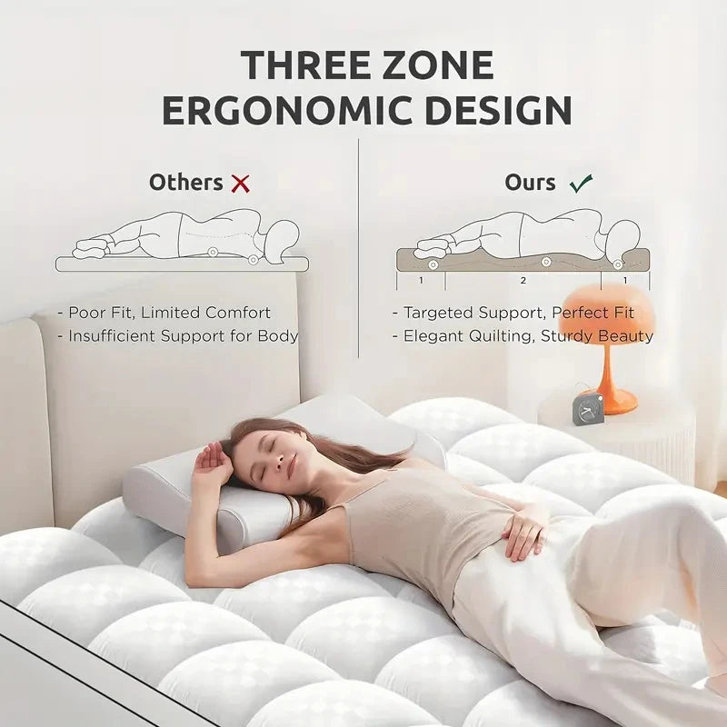 Thick Mattress Topper 1000Gsm Cooling Noiseless Breathable Fitted 8-21 Deep Pocket Machine Washable