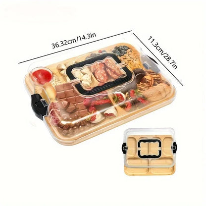 Stylish Natural Bamboo serving Tray – 1pc with Snap-On Acrylic Lid