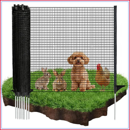 4x50ft Temporary Fence with Posts, Black Outdoor Dog Fence for Yard