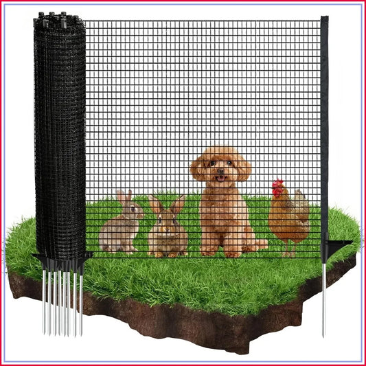 4x50ft Temporary Fence with Posts, Black Outdoor Dog Fence for Yard