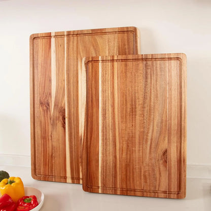 Extra Large Acacia Wood Cutting Board Thick Butcher Block Chopping Board with Side Handles
