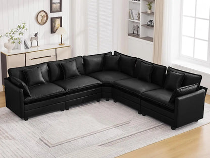 V Shaped Cloud Sectional Sofa, Oversized Deep Seat Couches for Living Room, Comfy Upholstered