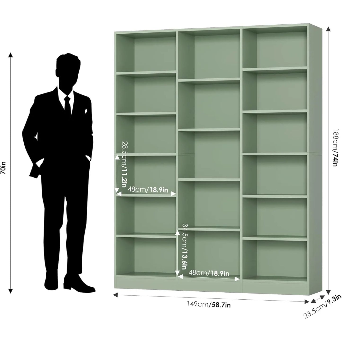 Triple Wide Bookshelf
