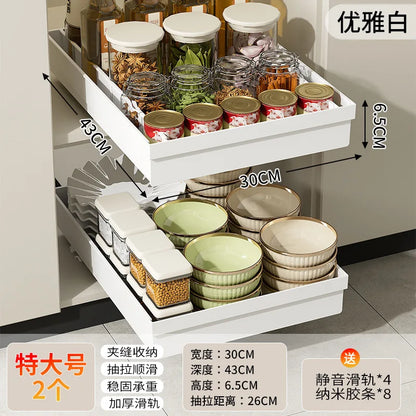 Heavy-Duty No-Drill Magic Tray Slide-Out Organizer for Cabinets