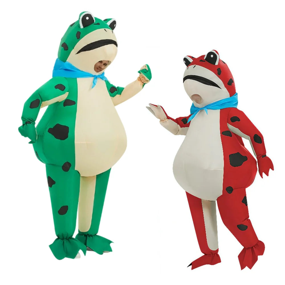 Inflatable Frog Costume for Adults, Funny Blow-Up Frog Suit with Scarf, Halloween parties