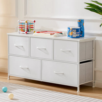 JHK Cabinet Layers With 5 Fabric Drawers Wardrobe Steel Frame Storage Dresser