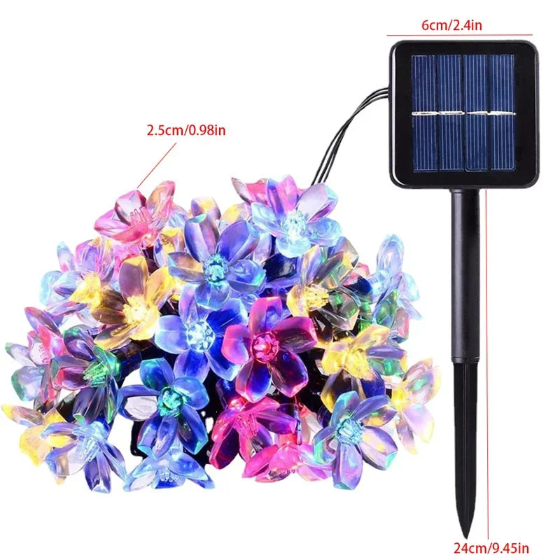 Solar String Sakura Lights 20/50/100/200LEDS Outdoor Waterproof Festival Garden Decorative Lights