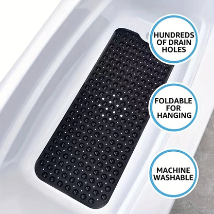 1Pc non-slip shower mat bathtub mat with drain holes and suction cups machine washable