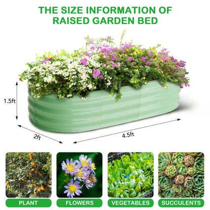 2-Pack Oval Galvanized Steel Raised Garden Bed Open Base Safety Edge Metal Plant
