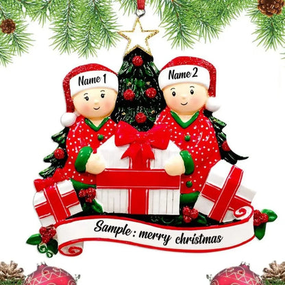 2D Christmas Family Ornament DIY Cute Snowman Flat Pendant Hand Painted Five-pointed Star Christmas Tree Hanging Ornament