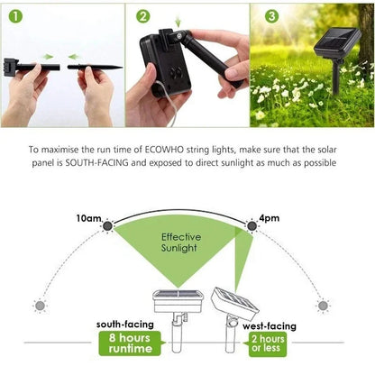 Solar LED Light Outdoor Garden Fairy Light String Led Twinkle Waterproof Light