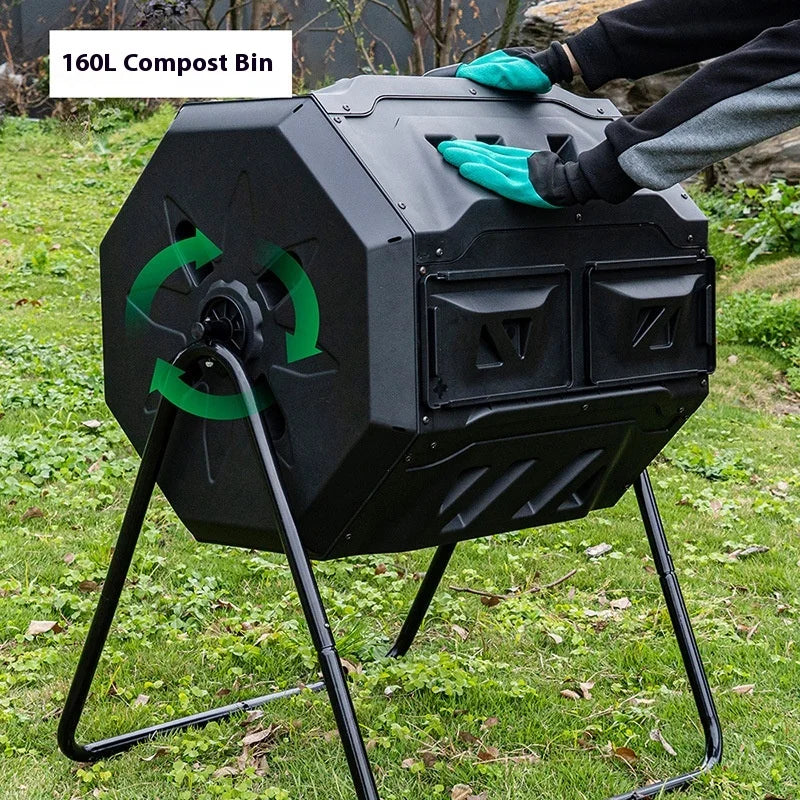 Courtyard Composting 300L Bin Garden Large Capacity Fermentation Tank Box Outdoor Tipping Bucket Barrel