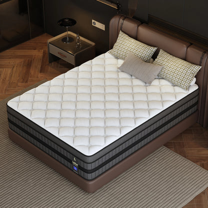 Hybrid Mattress 12/14-Inch Medium Firm Gel Memory Foam with Pocketed Springs Boxed - Comfortable Mattress