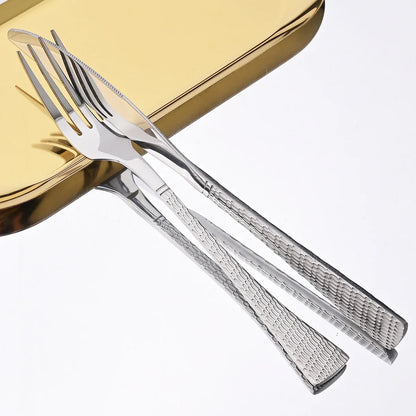 Stainless Steel Dinnerware Set Knife Fork Spoon Dinner Set Kitchen Silver Flatware