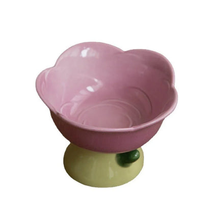Cute Ceramic Cat Bowl Non-slip Flower Shape Food Water Pet Supplies Cat
