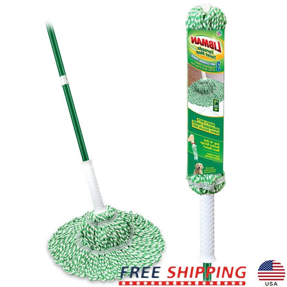 Heavy Duty Twist Mop Cotton Blend Head Easy Change Grip Ratchet Wringing Surface Cleaner Machine Washable