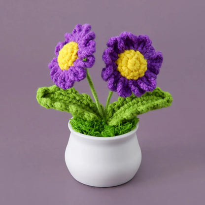 Hand-knitted Sunflower Tulip Crochet Flowers Potting