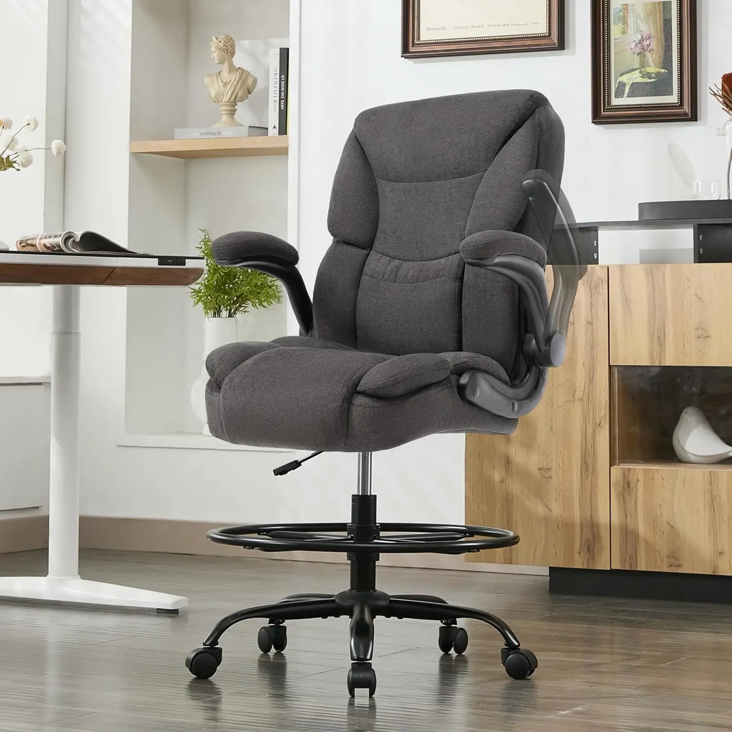 500LBS Drafting Chair, High Back Safer Standing Desk Chair,