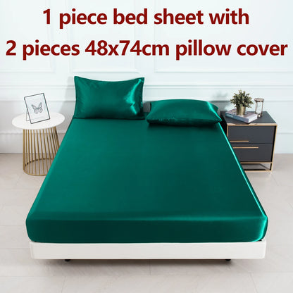 3pc Solid Color Satin Fabric Soft Comfortable Breathble Bedding Set for Bedroom.