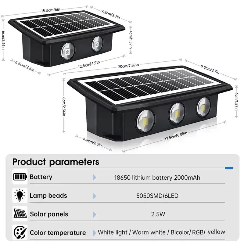 Solar Wall Lamp Outdoor LED Light Waterproof Up And Down Luminous Lighting Balcony Yard