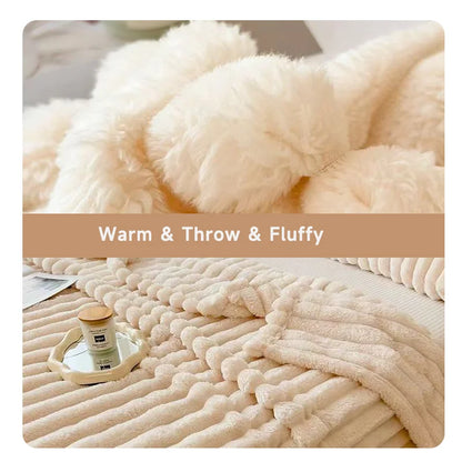 1pc Throw Blanket for Bed Soft & Warm Fluffy Blanket, Decorative Striped Blankets