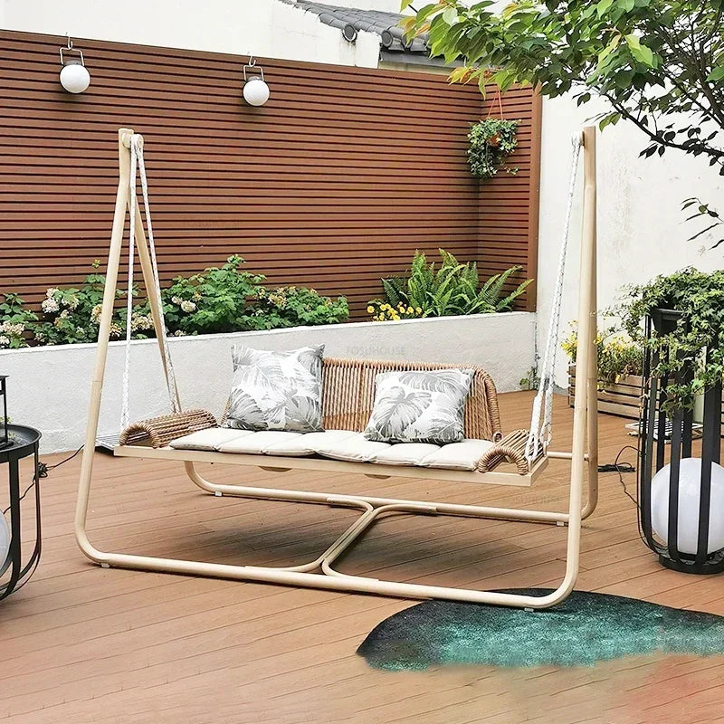 Bracket Outdoor Balcony Double Swing Chair Leisure Villa Patio Garden Hanging Basket Outdoor Furniture