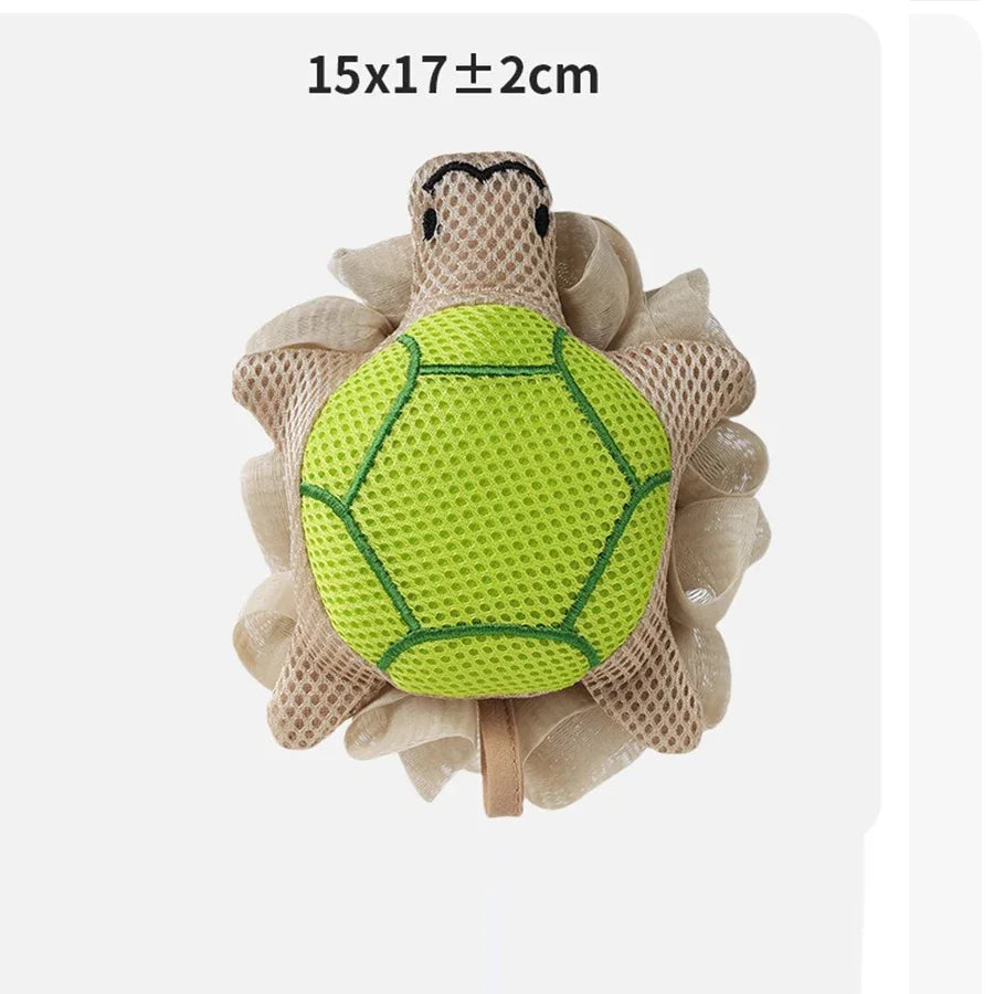 Cute Cartoon Bath Pouf, Shower Sponge Scrubber Loofah for Gentle Exfoliating & Rich Lather