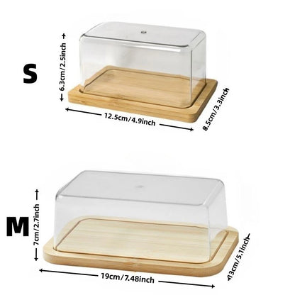 bamboo butter dish with lid for countertop and refrigerator door shelf