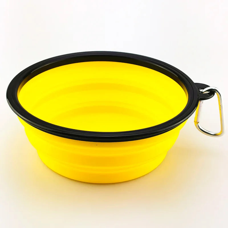 Collapsible Pet Silicone Dog Food Water Bowl Portable Folding Dishes with Carabiner