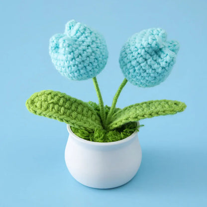 Hand-knitted Sunflower Tulip Crochet Flowers Potting