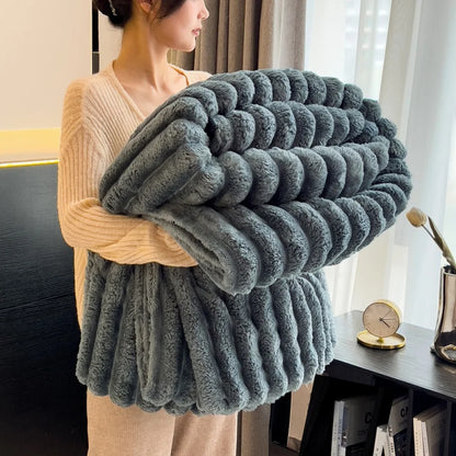 1pc Throw Blanket for Bed Soft & Warm Fluffy Blanket, Decorative Striped Blankets