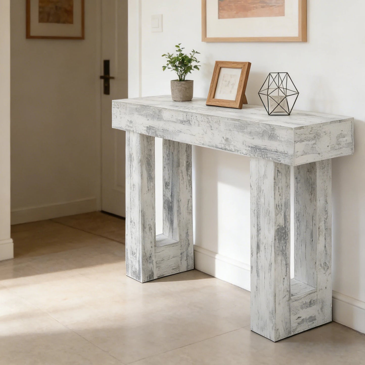 63-inch Modern Farmhouse Console Table and Scratch-Resistant Wooden Furniture