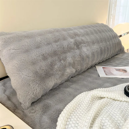 1pc solid-color plush pillow long pillowcase, soft and comfortable fabric